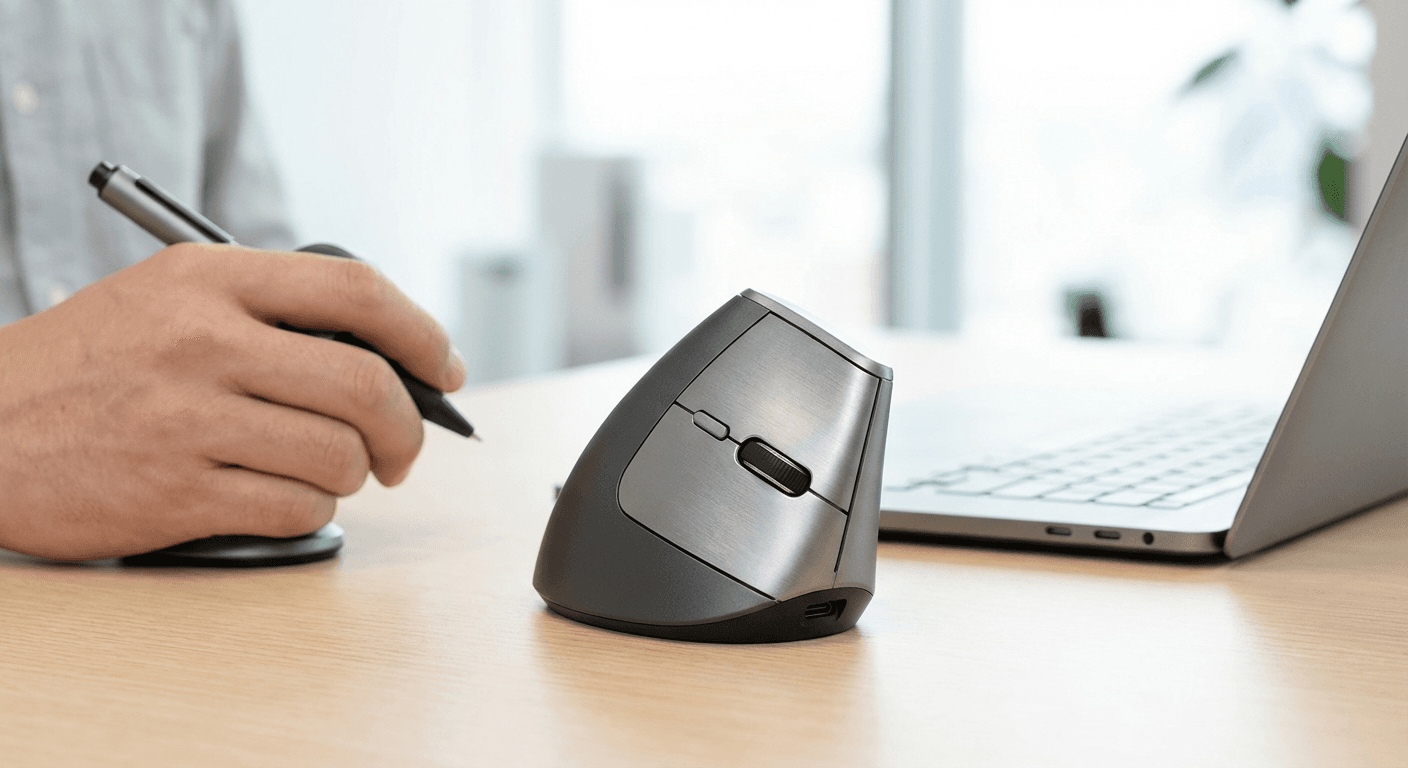 DXT Precision Mouse vertical mouse product photo used in DXT Ergonomic Mouse Review: Pro-Grade Vertical (2026)