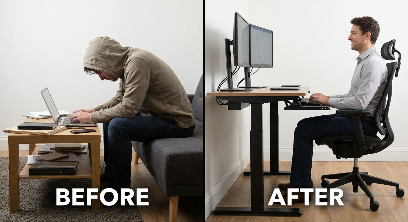 10 minutes of correct setup can eliminate years of chronic desk back pain