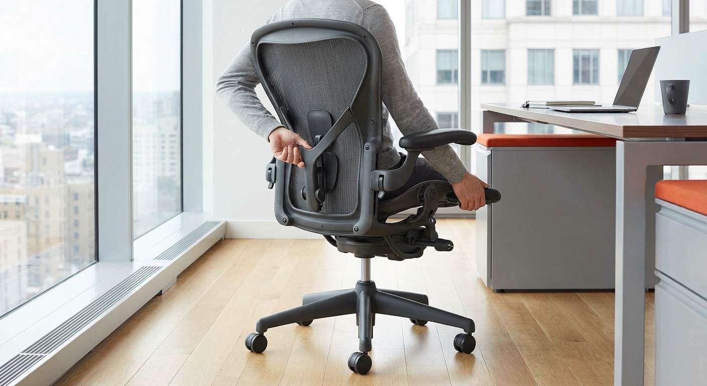 Herman Miller Aeron ergonomic chair with adjustable lumbar support