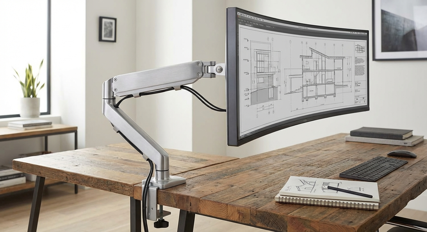 Adjustable aluminum monitor arm desk mount for ergonomic screen positioning
