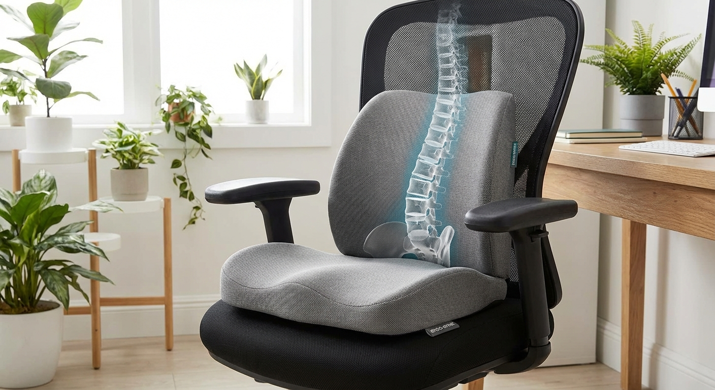 Ergonomic lumbar support cushion designed for office chair back support