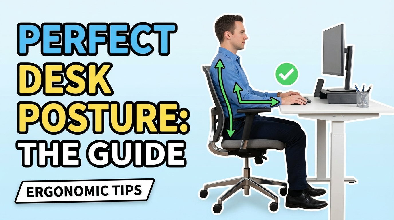 Video thumbnail showing correct desk sitting posture demonstration