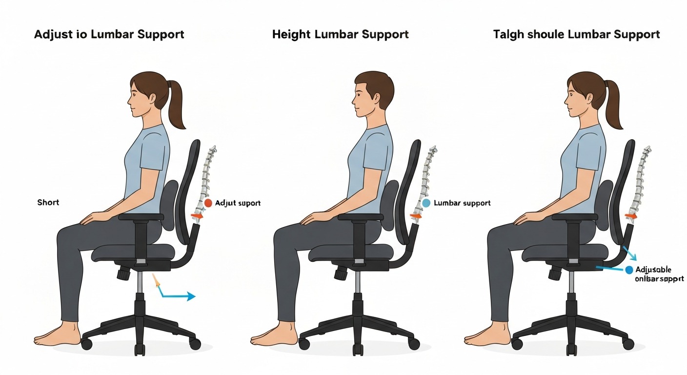 Comparison showing how lumbar support height requirements differ across body types