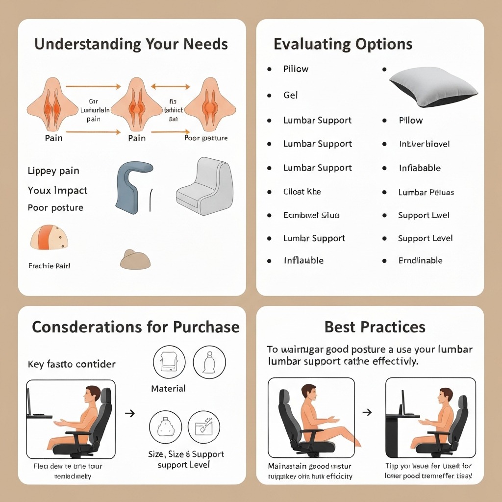 An infographic summarizing key features to evaluate in office chair lumbar support.