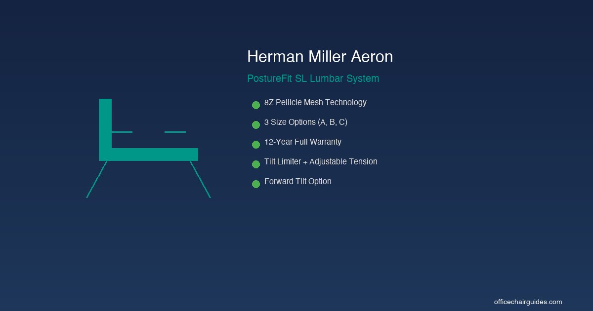 Herman Miller Aeron detail — PostureFit SL lumbar and 8Z Pellicle mesh up close