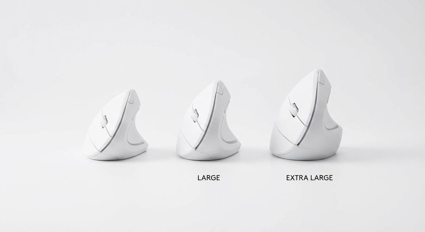 Size comparison visual for top vertical mice suitable for large hands