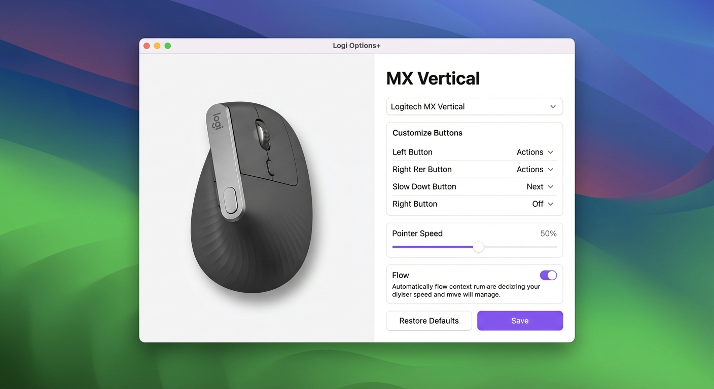 Logi Options+ macOS customization mockup